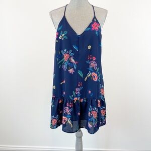 Aqua Bird and Floral Dress Size S